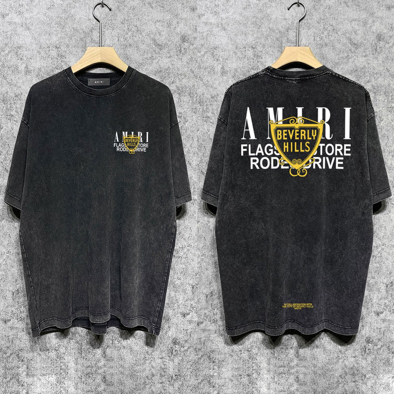 Amiri T-shirt Washed and Worn Retro Short Sleeve T-shirt
