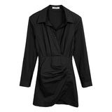 Women Dresses Shirt Dress Long Sleeve Short Dress V-neck