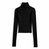 Women Sweater Knitwear Fall Base Knitwear High Neck Short Lightweight Sweater