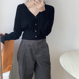 Women Cardigan Sweater Knitted V-neck Cardigan 8t7137