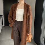 Women Cardigan Sweater Autumn and Winter Woolen Coat Baggy Coat Long Sleeve Jacket K331