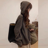 Women Knitwear Autumn and Winter Striped Hooded Sweater Sweater