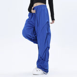 Men Sweatpants Breathable Quick-Drying Mesh Exercise Casual Pants Pleated Stitching Draping Effect Wide-Leg Pants