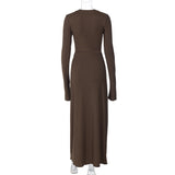 Women Dresses Winter V-neck Slim-Fit Long Sleeve Dress
