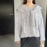 Women Knitted Two-Piece Set Jia Woven Long Sleeve round Neck Shawl Two-Piece Sweater