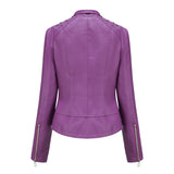 Red Leather Jacket Women's Coat Motorcycle Clothing