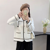 Women Knitwear Autumn and Winter round Neck Coat Loose Knitted Cardigan