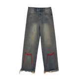 Men Jeans Hiphop Loose Straight Wide Leg Pants