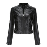 Red Leather Jacket Women's Rivet Leather Coat Spring and Autumn Jacket