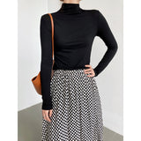 Women T Shirt Modal Turtleneck Bottoming Shirt Women's Slim Fit Long-Sleeved T-shirt Top
