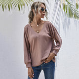 Women Knitted Sweater V-neck Women's Fall plus Size Long-Sleeved Knitted Bottoming Shirt