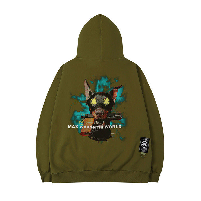 Men Hoodie Doberman Pinscher Printed Hoodie Oversize Hip Hop Couple Sweatshirt