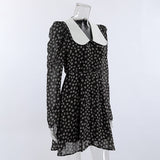 Women Dress V-neck Puff Sleeve Floral Dress Casual Short Skirt