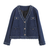 Women Jacket Classic Style Denim Coat Autumn Vintage Jacket