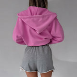 Women Trench Coat Knitted Hooded Jacket Autumn and Winter Pink Casual