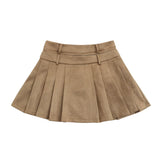 Women Skirt Pleated Skirt Summer Belt Solid Color Skirt