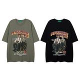 Men T Shirt Vintage Cartoon Printed Short Sleeve T-shirt