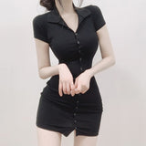 Women Dresses Short Sleeve Dress Short Skirt Hip Skirt