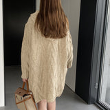 Women Cardigan Sweater Autumn Sweater Coat Hooded Long Sleeve Loose Button Sweater W2368
