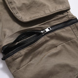 Men Sweatpants Casual Pants Multi-Pocket Zipper Breasted Trousers Straight Pants