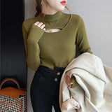 Women Knitwear Autumn and Winter Turtleneck Knitwear Hollow out