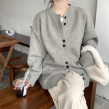 Women Knitwear Autumn and Winter round Neck Sweater Coat Female Loose Knitted Cardigan