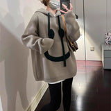 Women Knitwear Autumn and Winter Smiley Hooded Sweater Loose Pullover