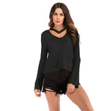 Women Knitted Sweater Autumn and Winter V-neck Women's Loose Sweater Long Sleeve Bottoming Sweater