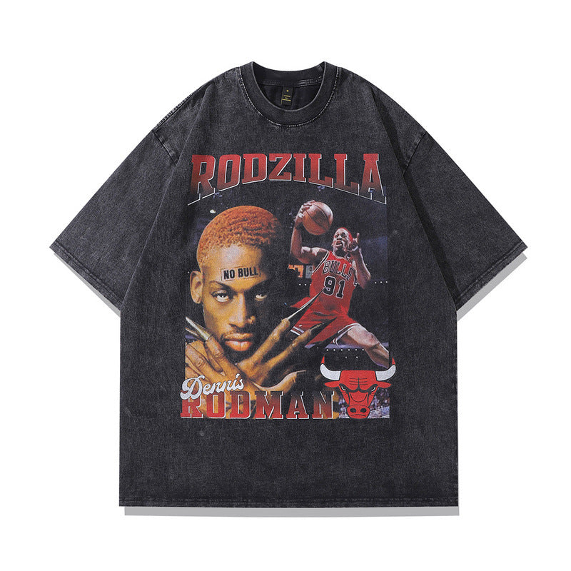 Men T Shirt Hip Hop Rodman Printed Hiphop Short Sleeve T-shirt