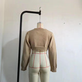 Women Sweater Knitwear Fall V-neck Loose Long Sleeve Short Casual Sweater