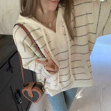 Women Knitwear Autumn and Winter Striped Hooded Sweater Loose Sweater