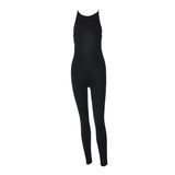 Women Jumpsuit Winter Sexy Backless Slim Fit Solid Color Jumpsuit
