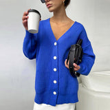 Ladies Leisure Knitwear Loose Knitted Sweater Women Casual Solid Color Autumn and Winter Cardigan