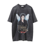 Men Vintage T-Shirt Michael Jackson Printed Men's Short-Sleeved T-shirt Crew Neck T-shirt Summer Loose