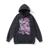 Men Hoodie Retro Anime Cartoon Hooded Sweatshirt Hiphop