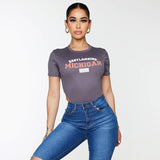 Women Jumpsuit Lty6085 Spring Letter Crew Neck Sexy Slim Jumpsuit