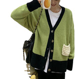 Women Knitwear Autumn and Winter V-neck Sweater Loose Knitted Cardigan