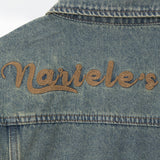 Women Jacket Color Diamond Inlaid Short Denim Jacket Lapel Embroidery Long Sleeve Jacket