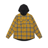 Unisex Jacket Autumn Two-Way Plaid Hooded Shirt