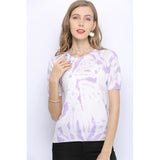 Women Knitwear Tie-Dyed Short-Sleeved Thin Sweater Pullover round Neck Loose T-shirt