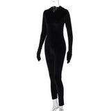 Women Jumpsuit Autumn Sexy Zip Hooded Slim Fit Sheath Jumpsuit