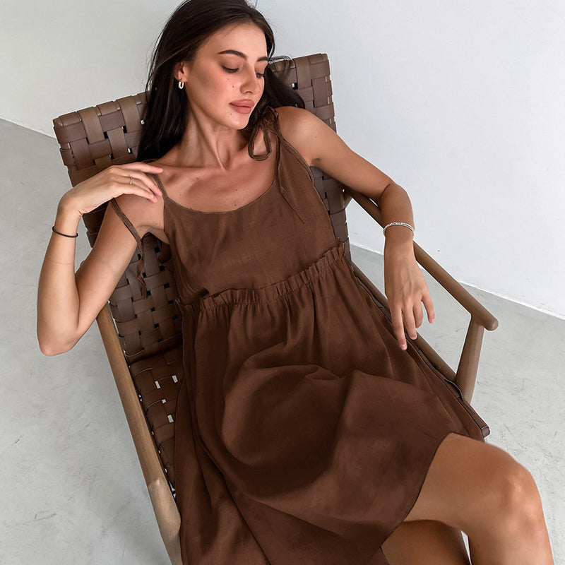 Women Dress Brown Dress Spring/Summer Loose A- line Skirt