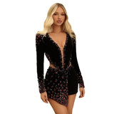 Women Dresses Bandage Long Sleeve Dress Hollow out Party Dress (Ont0408)