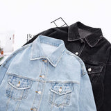 Women Jacket Washed and Worn Loose Short Lapels Jeans