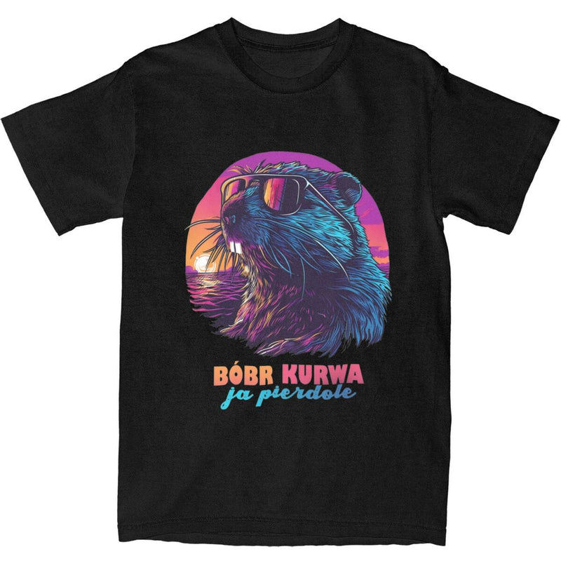 T Shirt Synthwave Polish Beaver Meme Bobr
