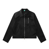 Women Jacket Autumn Zipper Casual Solid Color Polo Collar Pilot Jacket