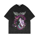 Washed and old short-sleeved T-shirt Hokage cartoon print