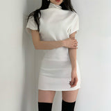 Women Dresses Turtleneck Dress Short Skirt Hip Skirt Sexy