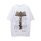 Men Vintage T-Shirt Printed Short Sleeve T-shirt Men's Trendy Loose round Neck Half Sleeve