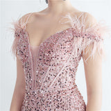 Harlem Nights Outfits Velvet High-Density Sequined Fishtail Evening Dress